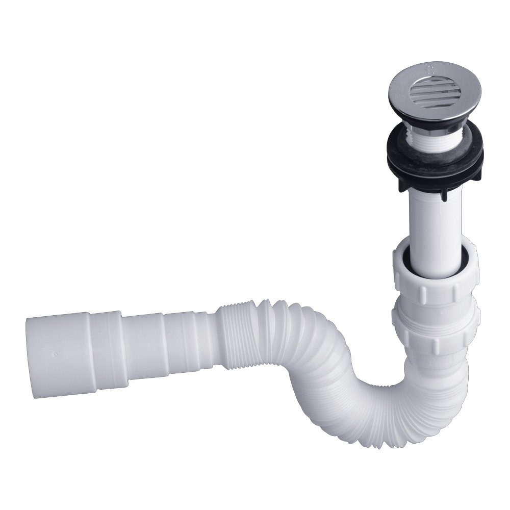 Tubo de drenaje con sifon flexible para lavabo estándar - tubería  extensible para desagüe lavabo - rosca de