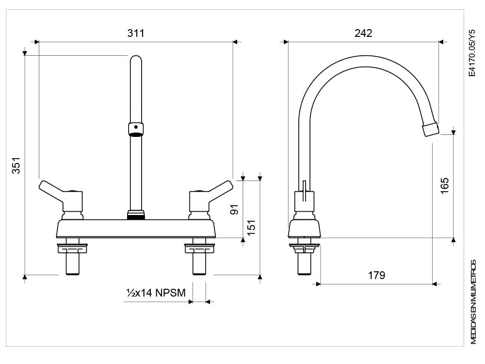 Grifería de Cocina para Pared Fv Treviso - 946755