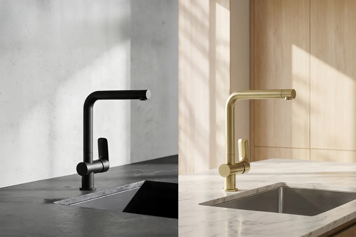 Tendencias 2026: El Dorado Cepillado y Negro Mate en Grifería Coty