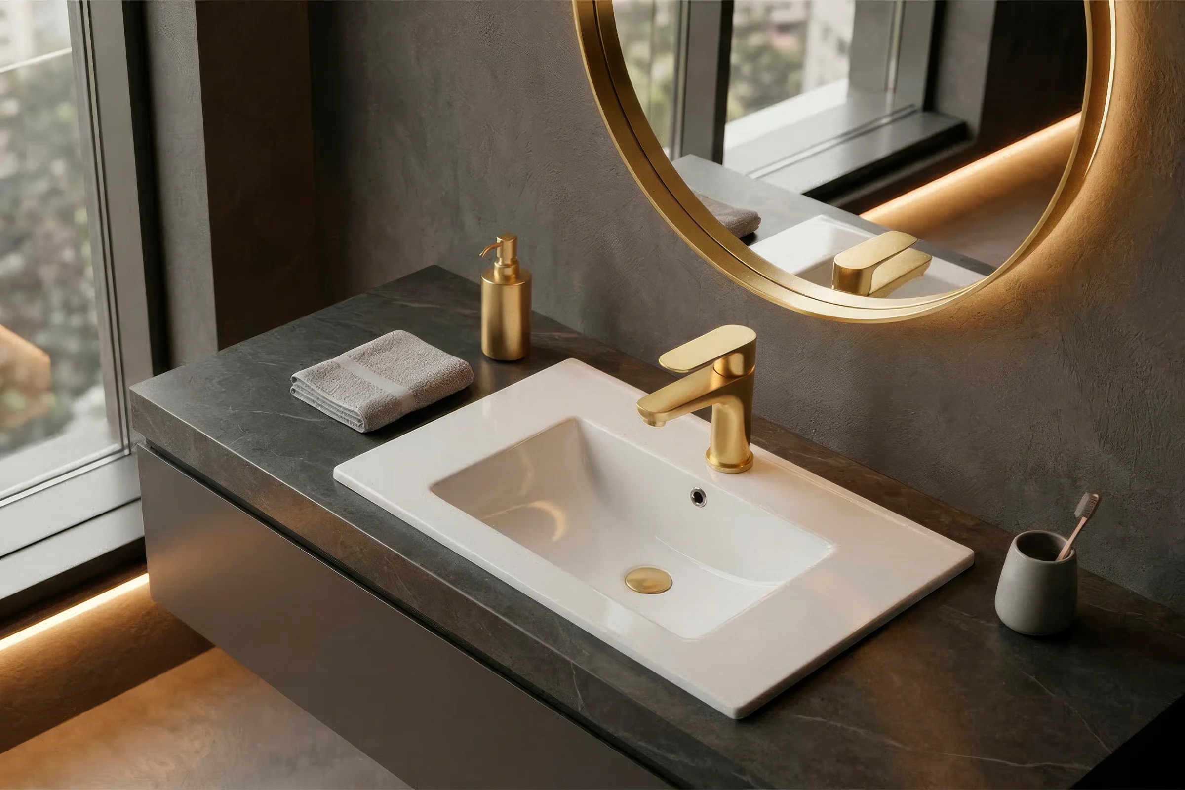 Lujo Sutil: Dale un Toque de Calidez a tu Espacio con el Acabado Brushed Gold
