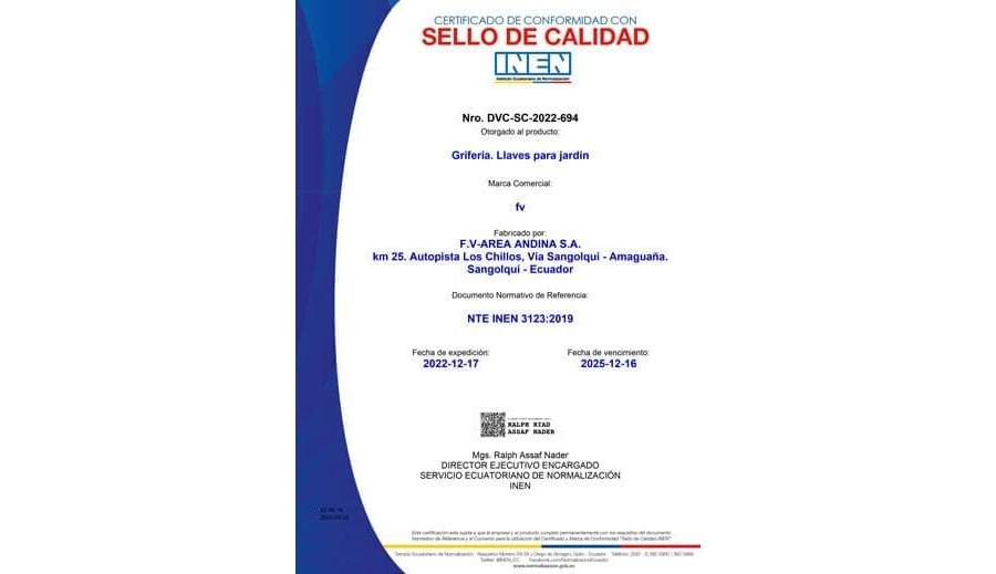 CERTIFICADO INEN BRONCERIA